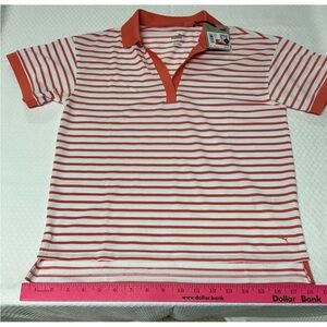 Puma Women's Everyday Striped White Glow/Salmon Pique Polo Shirt Multiple Sizes